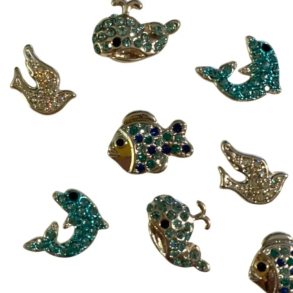 Lot 36+ Pcs Locket Jewelry Pave Bling Charms Animals Whale Dolphin Elephant Dove